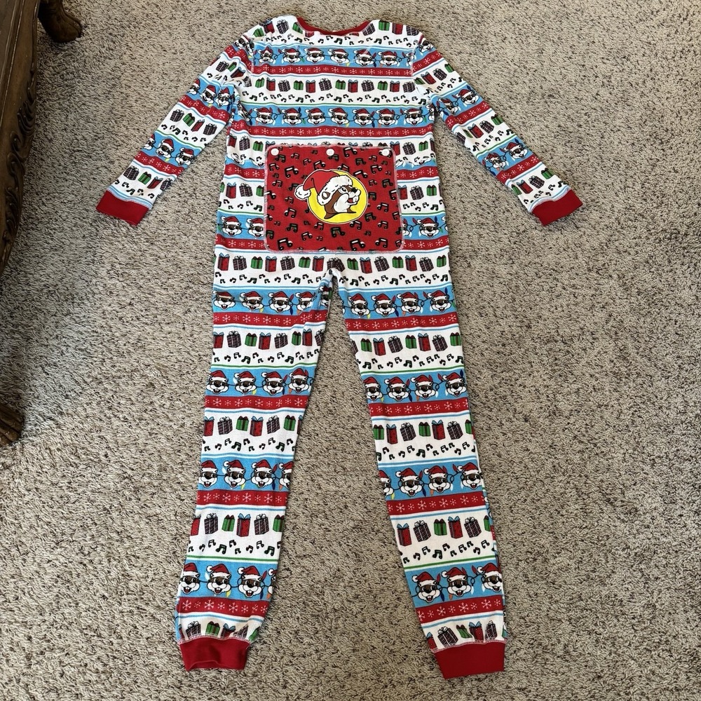 Buc-ee's One Piece Thermal Zip Up Christmas Pajama Adult Large Never Used